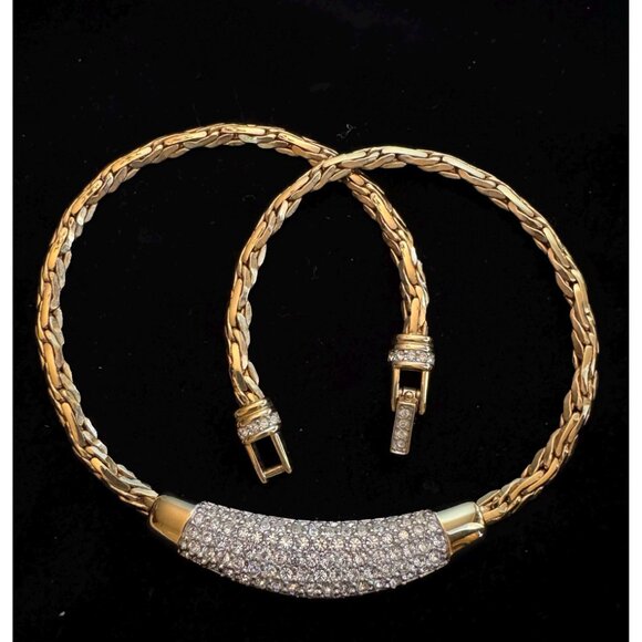 Vintage Swarovski Crystal Necklace choker gold tone - Picture 5 of 10